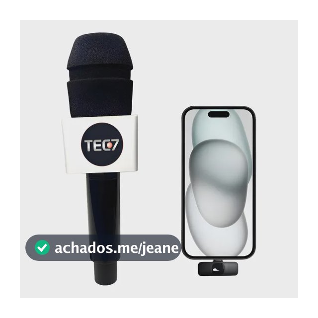 Microfone Tec7 Sem Fio Para Celular Com Entrada Type-c Preto