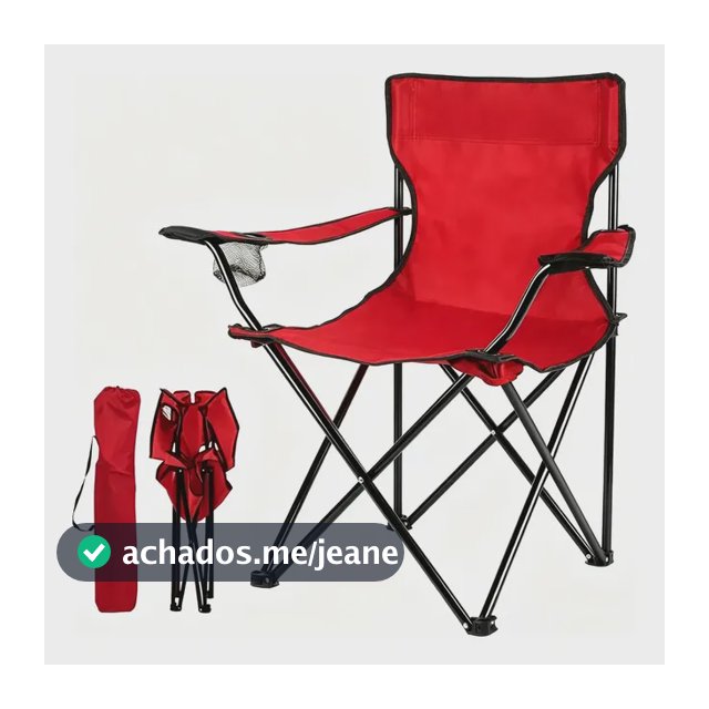 Cadeira Dobrável Camping Com Porta Copo Suporta 150kg Pesca Vermelho