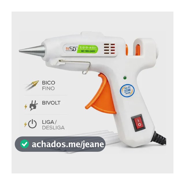Pistola de Cola Quente 20W Bico Fino Bivolt com 5 Bastões 7mm Niadri Imports