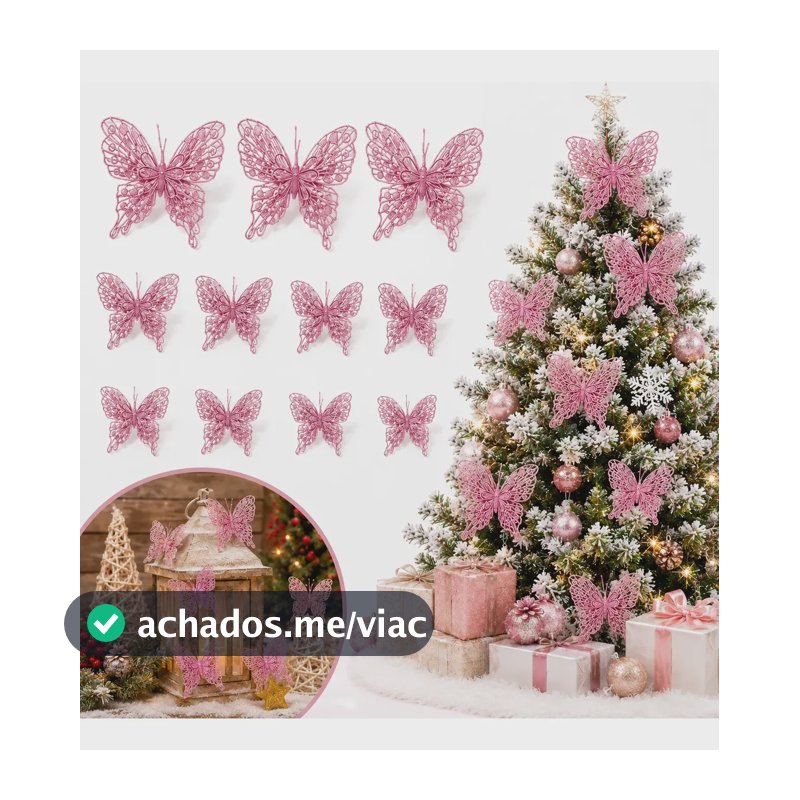 Kit 12 Borboletas Adesivas Decoração Parede Bolo Aniversário Rosa