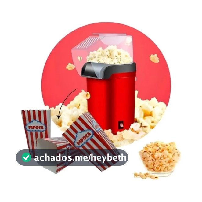 Pipoqueira Elétrica Vermelha Sem Óleo 1200W Compacta