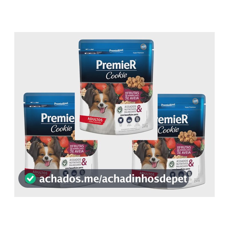 Kit 3 Un Premier Cookie Cães Adultos Frutas Vermelhas 250g