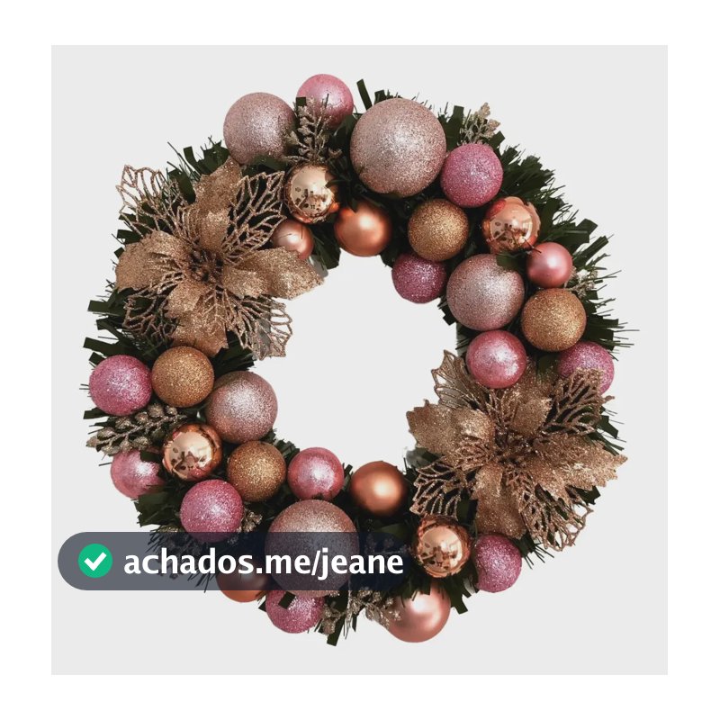 Guirlanda Natalina Rose Luxuosa Com Brilho E Flores Natal Rosa