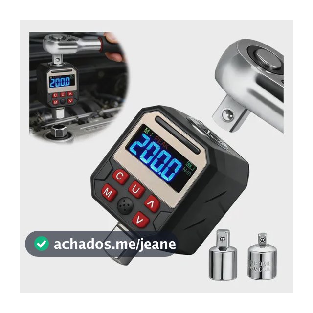 Torquimetro Digital 10-200 Nm 1/2 Com Adaptadores 3/8 E 1/4 Preto