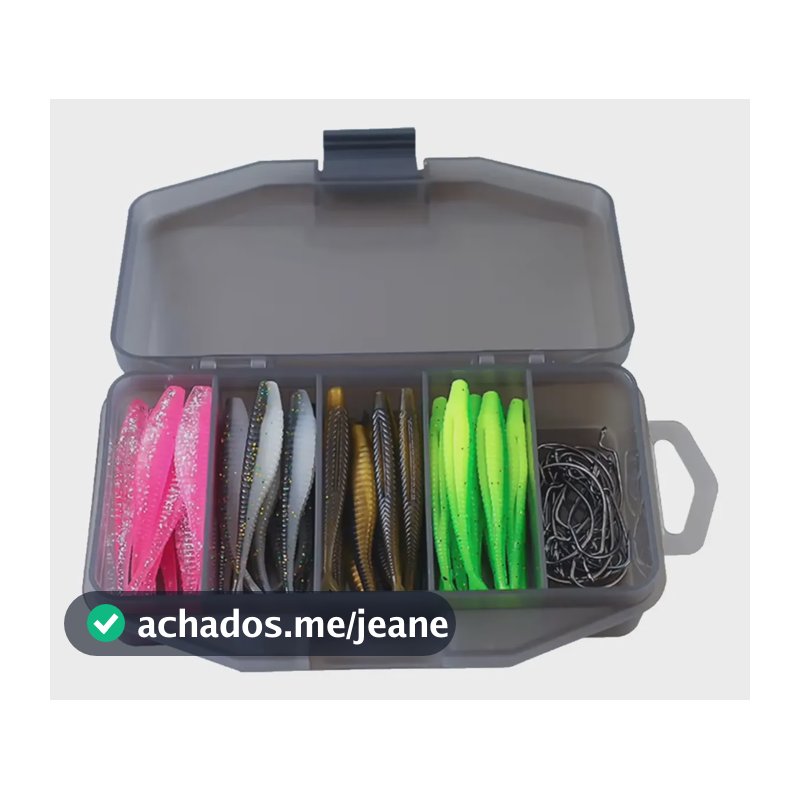 Kit Isca Artificial Soft Shad Robalo Traira C/ Estojo 60 Pçs Diversos