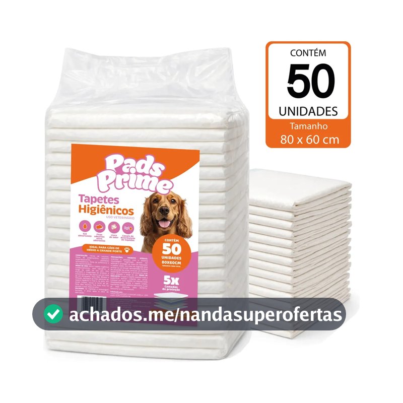 Tapete Higiênico 80x60 50un Pet Cachorro Cães Pads Prime