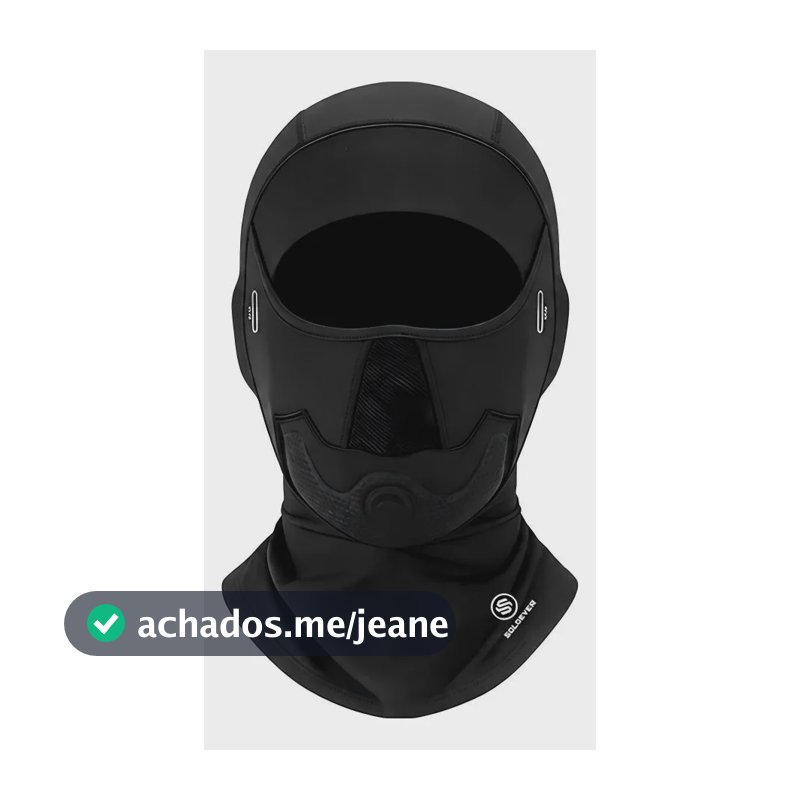 Soloever Balaclava Moto Malha Respirável Capacete Preto Preto Liso 30x34cm