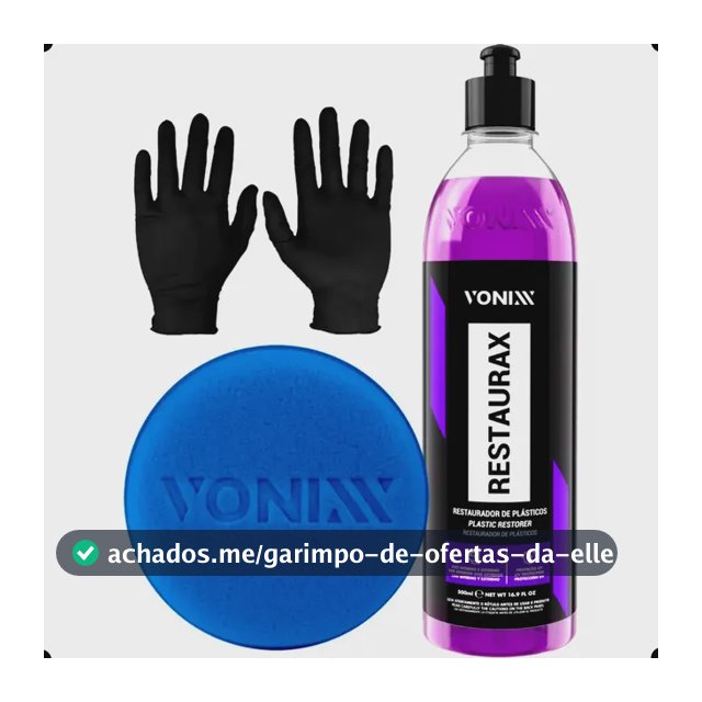 Restaurador de Plásticos Restaurax Vonixx 500ml Renova e Protege Painéis Parachoques com Luvas + Aplicador