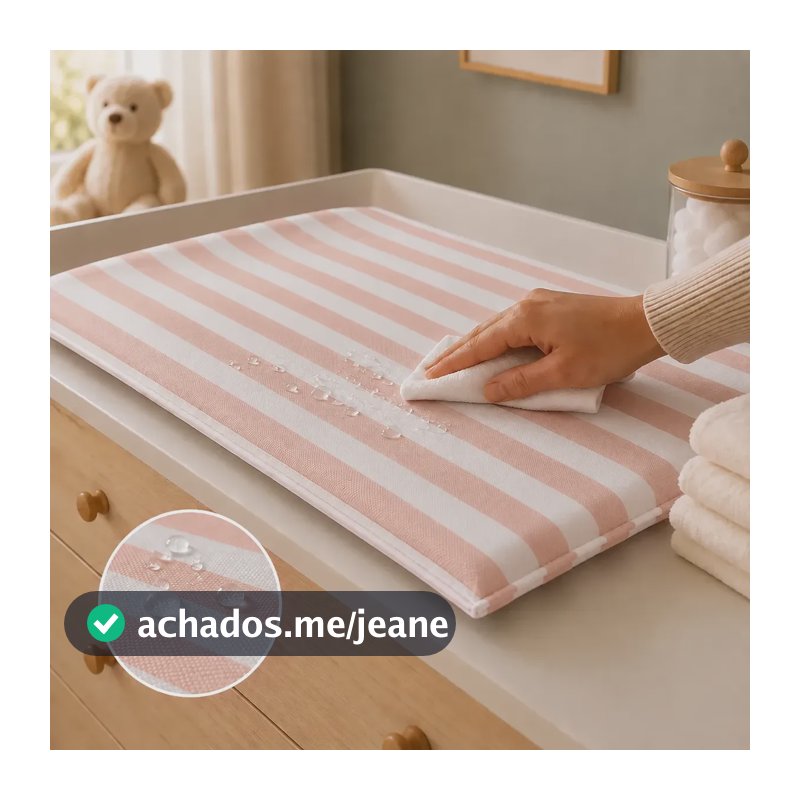 Trocador De Cômoda Bebê Fralda Slim Acolchoado Impermeável Rosê | Troslimll Listras