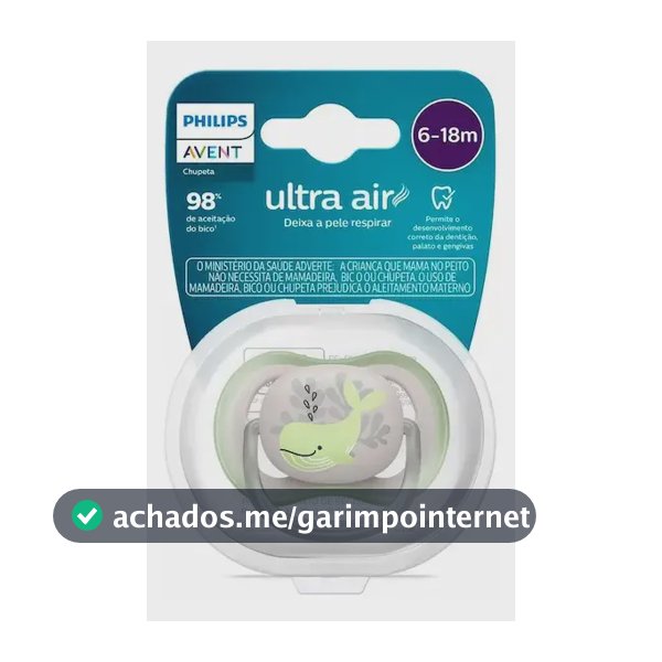 Chupeta Avent Ultra Air 6-18 Meses Verde/cinza Cor Verde E Cinza Período De Idade 6-18m