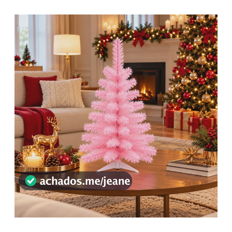 Árvore De Natal Rosa De Mesa Decoração Luxo Pequena Enfeite Rosa