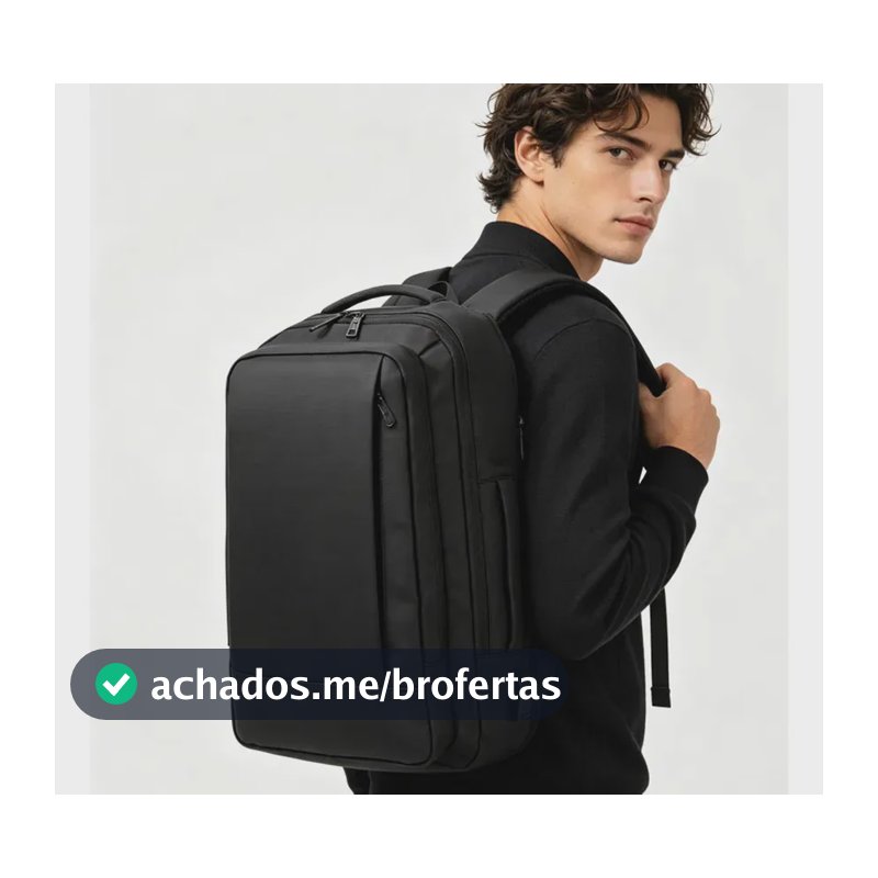 Mochila À Prova D'água Reforçada Expansível Para Viagens Diá Preto
