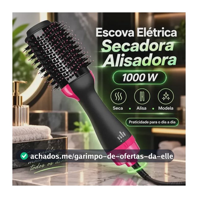 Escova Elétrica De Cabelo Secadora Alisadora Profissional 1000w