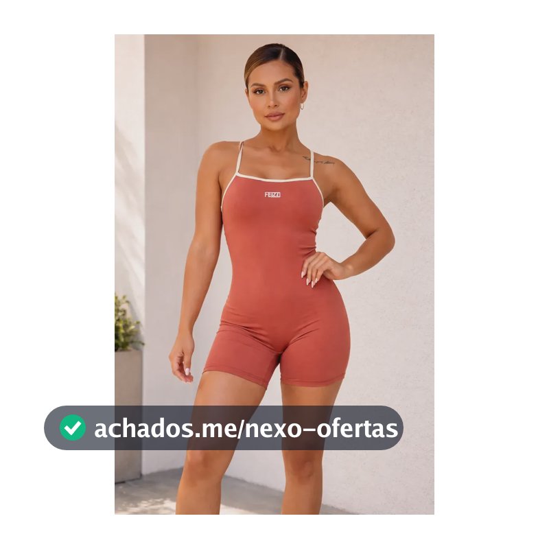Macaquinho Poliamida Macacão Liso Feminino Academia Feizzi Terracota M (38/40)