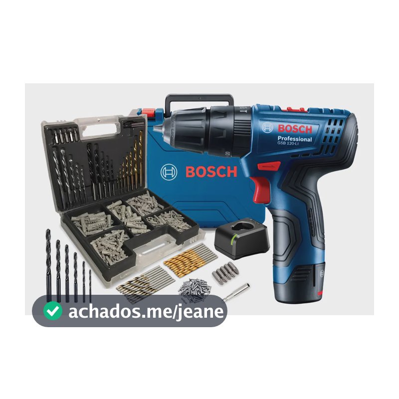 Parafusadeira Furadeira Bosch 12v Gsb120li + Kit 300 Peças - Azul - 60hz