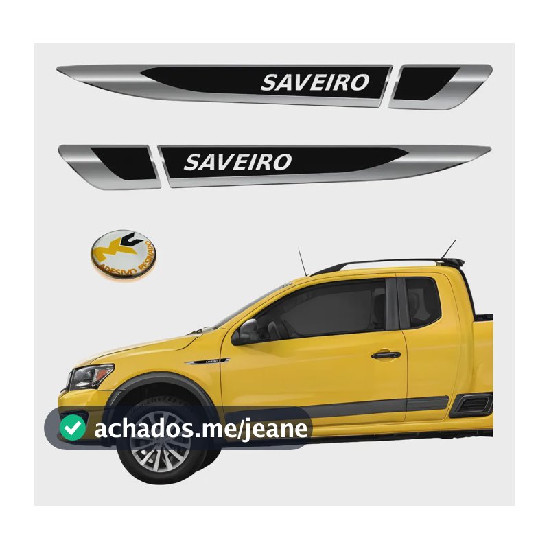 Aplique Lateral Para Saveiro 2000 A 2023 Emblema Resinado