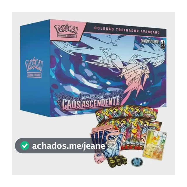 Box Estampas Ilustradas Pokémon Copag Coleção Treinador Avançado Caos Ascendente Português com 20 mazos