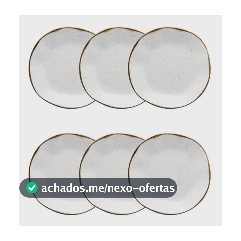 Conjunto 6 Pratos Fundos Oxford Ryo Maresia 22,5cm - Porcelana