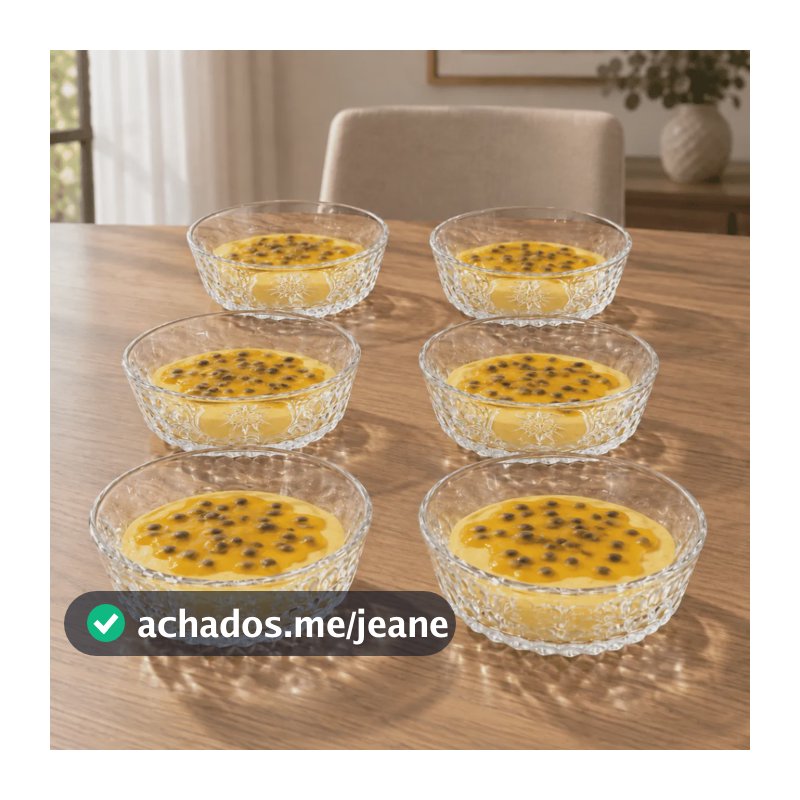 Jogo 6 Taças Sobremesa Forjado Vidro Tigela Bowl Sorvete