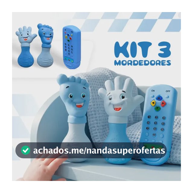 Kit 3 Mordedor Sensorial Recem Nascido Controle Remoto Borracha Babuu Brinquedos Educativos Azul