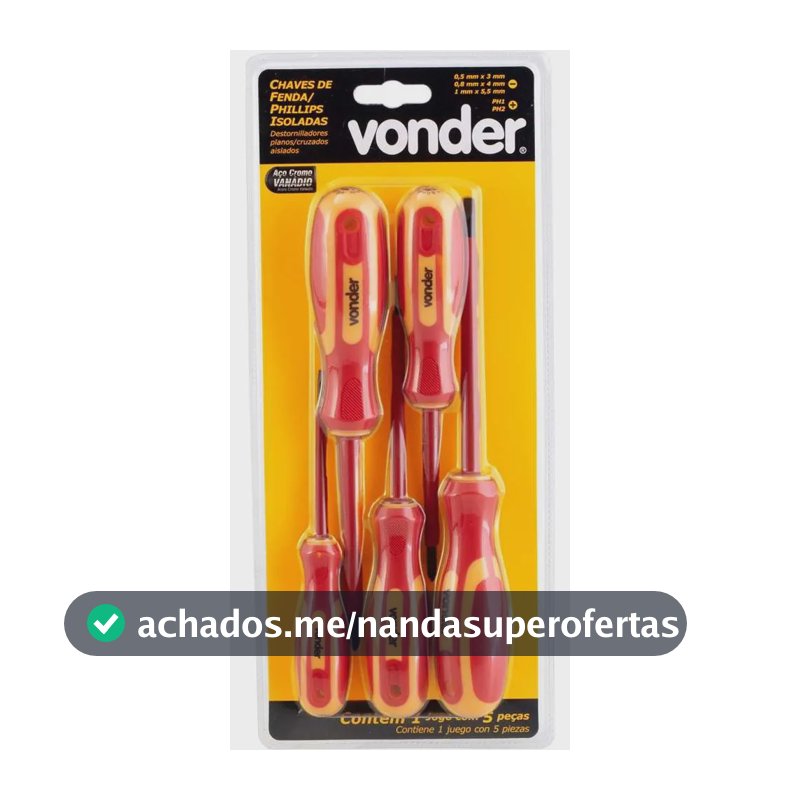 Jogo De Chaves Fenda Phillips Isolada Eletricista Iec60900 Vonder 1.000v