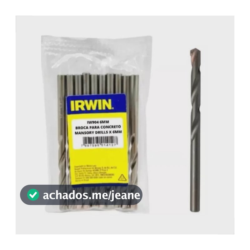 Broca Concreto Videa 6mm Irwin Com 10 Unidades
