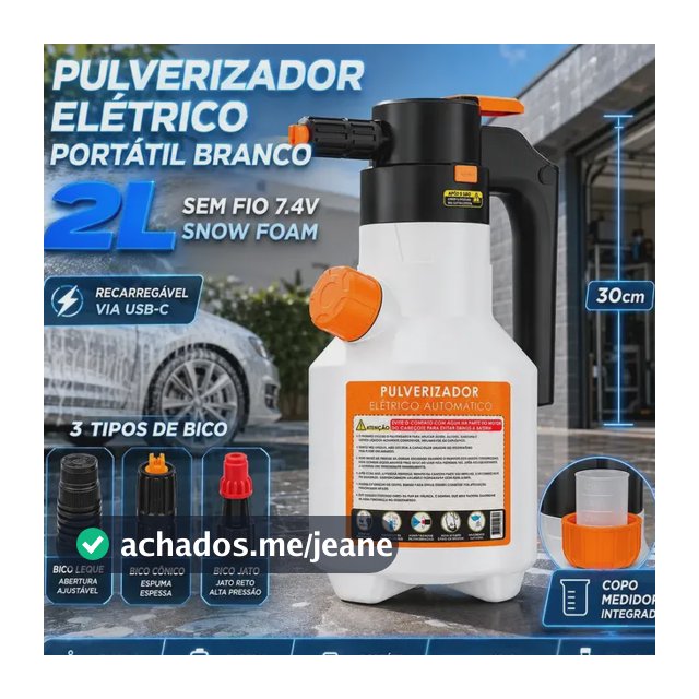 Pulverizador Elétrico de Espuma 2L VERUNTO para Lavagem Automotiva e Jardim