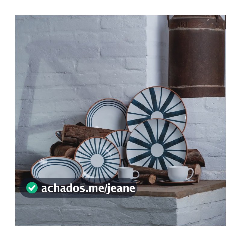 Jogo C/ 6 Pratos Raso Coup Stoneware Trópico Ø26cm Abstrato Coup Stoneware Trópico