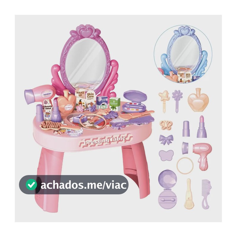 Penteadeira Infantil Menina Acessórios Princesa Maquiagem Cor Rosa