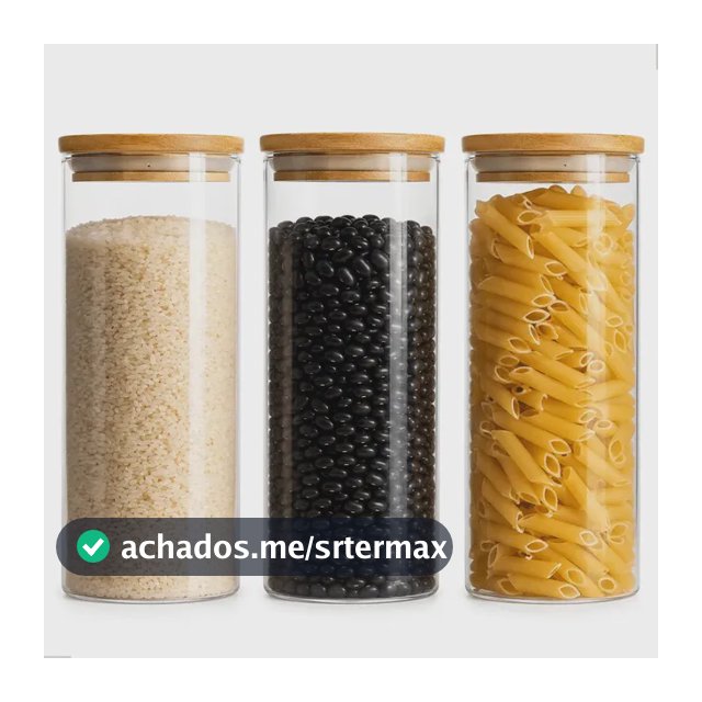 Kit 3 Pote Hermético Vidro 1000ml Tampa De Bambu Mantimentos Alimentos Muug