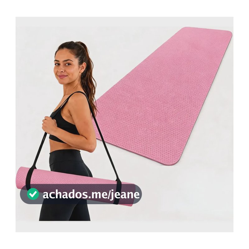 Tapete Tatame Yoga Pilates Com Alça Antiderrapante Premium Rosa