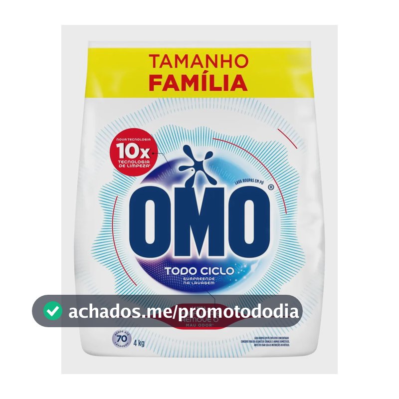 Lava-Roupas Pó Omo Todo Ciclo Pacote 4kg Tamanho Família