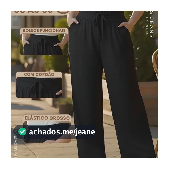 Calça Feminina Plus Size Pantalona Duna Cintura Alta