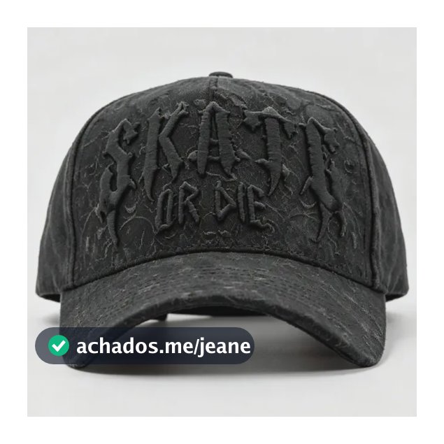 Boné Vintage Ajustável Com Bordado De Letras Góticas Unissex Preto Un
