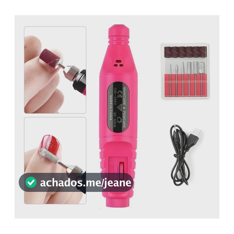 Lixadeira De Unha Elétrica Portátil Com Kit De Brocas Rosa-chiclete 110v/220v