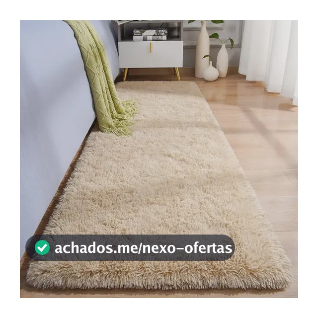 Tapete Peludo 2m x 0,5m Bege Casa Laura Passadeira Poliéster