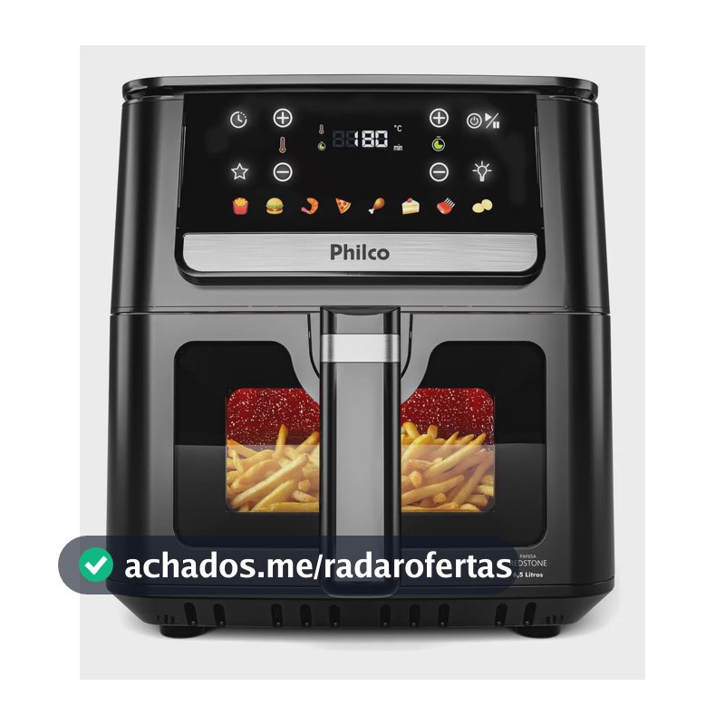 Air Fryer Philco 6,5L Visor Glass e Redstone 1700W PAF65A