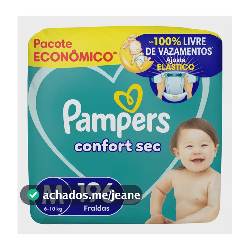 Fralda Pampers Confort Sec Tamanho M 196 Unidades