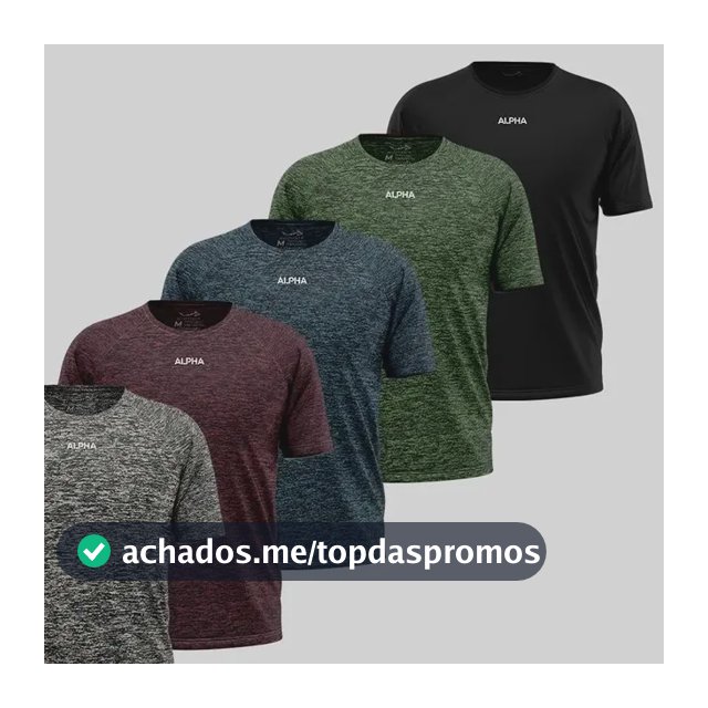 Kit 5 Camisetas Dry Essential Alpha Masculina