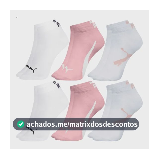 Kit 6 Pares Meia Infantil Puma Sapatilha Cano Curto Unissex