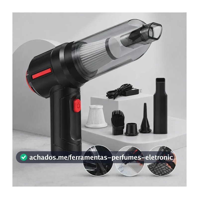 Mini Aspirador De Pó Portátil Recarregável Soprador Usb Automotivo 3em1 Sem Fio Premium Vácuo Limpeza Carro Multifuncional Casa Dr Hank
