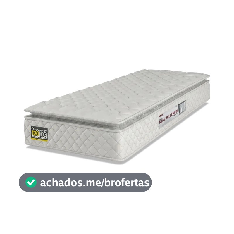 Colchão Solteiro Espuma D33 Pillow Top New Millenium Branco