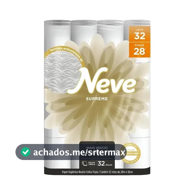 Papel Higiênico Neve Supreme Folha Tripla Leve 32 Pague 28