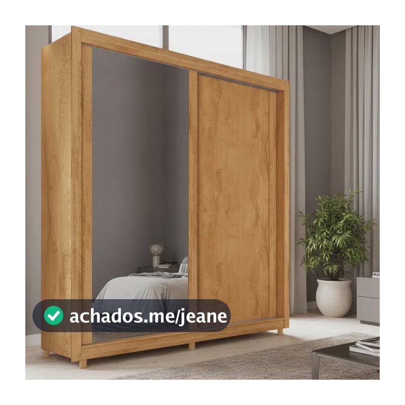 Guarda Roupa Solteiro Hamburgo 180cm Espelho Mademarques Portas Corrediças