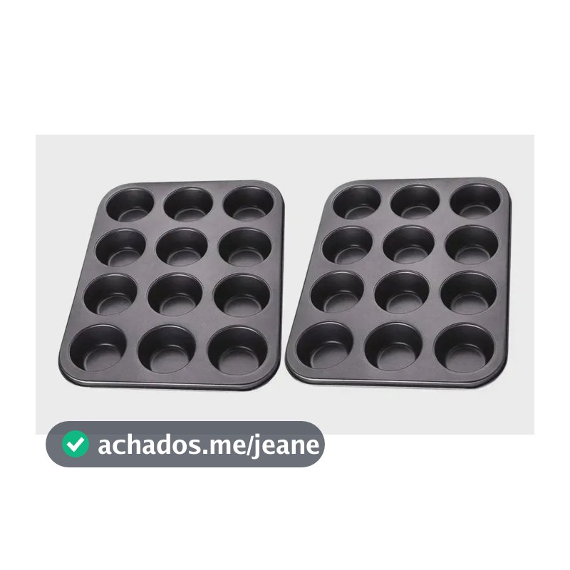 Kit Ladh Home 2 Forma Assadeira Cupcake 12 Cavidades Com Antiaderente Cor Preto