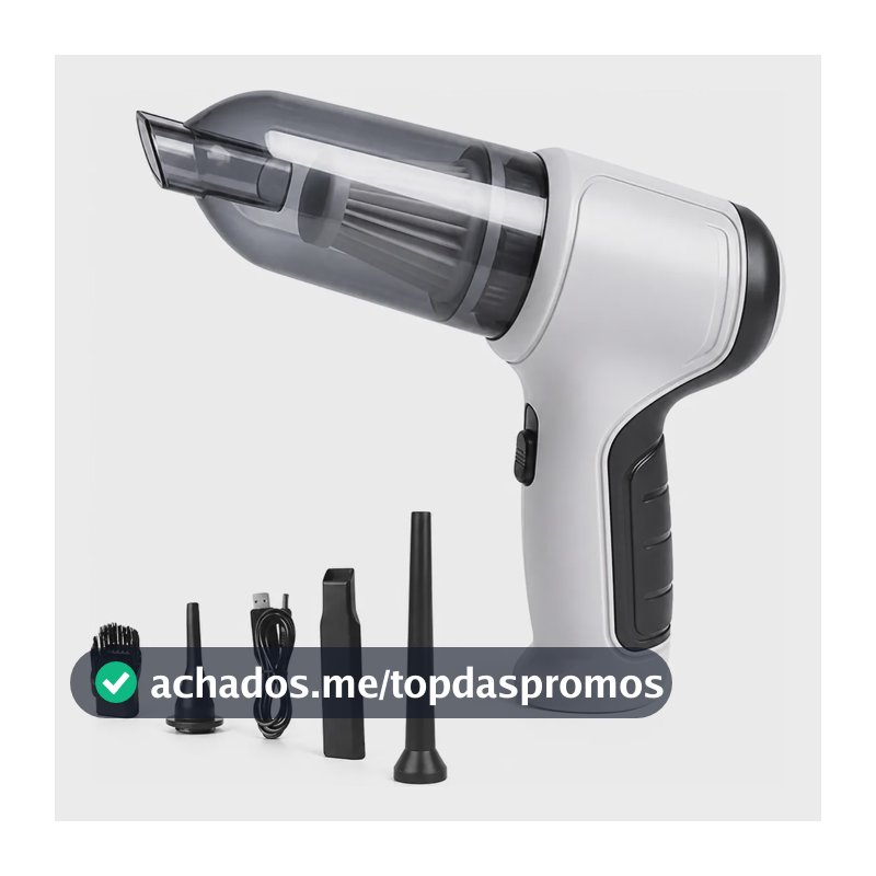 Aspirador Soprador De Pó Portátil Sem Fio Casa Carro 3 Em 1  Cinza 127/220v