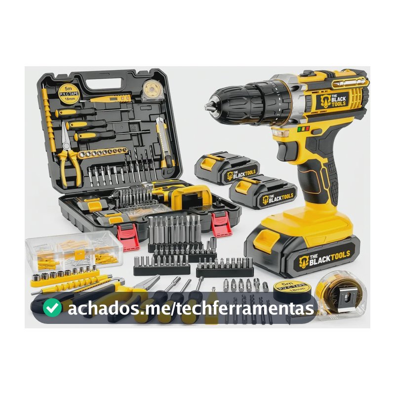 Parafusadeira Furadeira De Impacto The Black Tools Tbkit18 Com Maleta