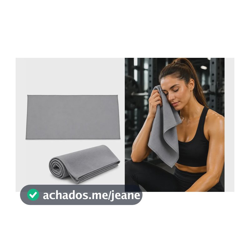 Toalha Esportiva Microfibra 40x80 Academia Seca Rápido Suor Cinza Lisa