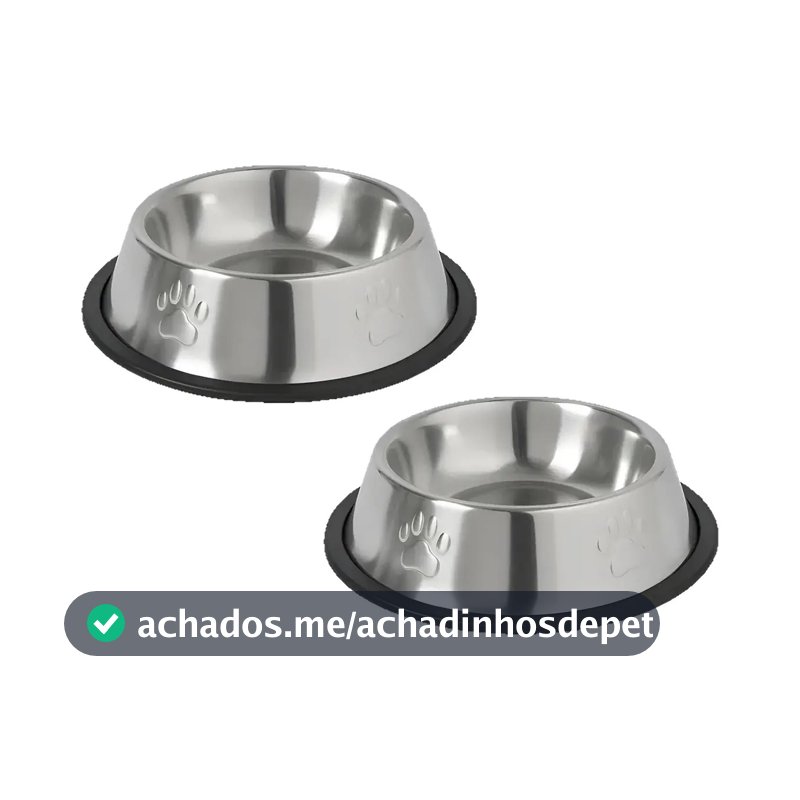 Kit 2 Tigelas Inox M Bebeouro Comedouro cachorro Potinho 500ml