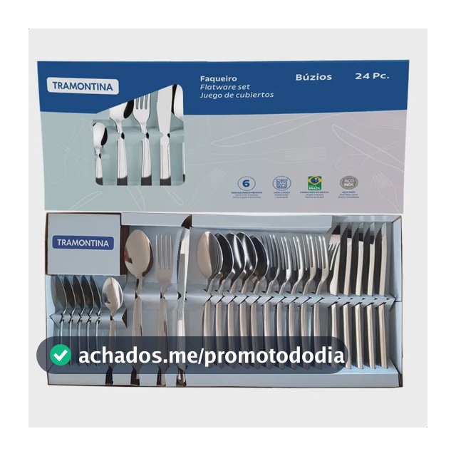 Jogo Talheres Faqueiro Búzios Aço Inox 24 Peças Tramontina